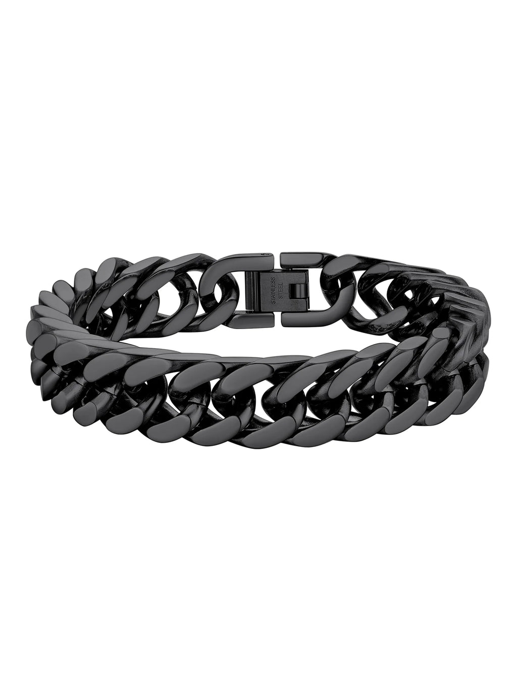 12Mm Cuban Chains Bracelets for Men Black Chunky Stainless Steel Franco Link Bracelet Father'S Day Hand Bracelet Jewelry Birthday Teen Graduation Gifts 7.5 Inch