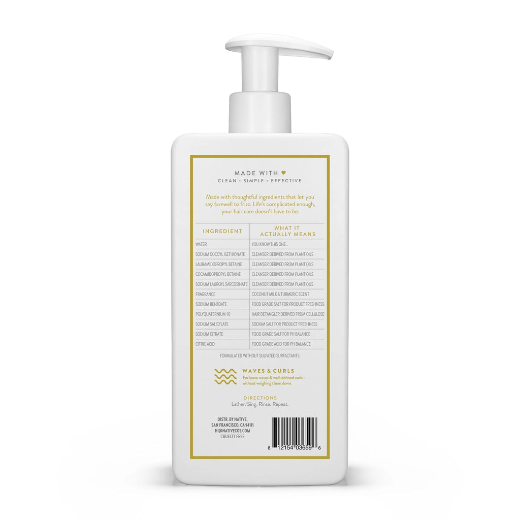 Curls Care 2-In-1 Shampoo and Conditioner, Coconut Milk & Turmeric, 16.5 Oz