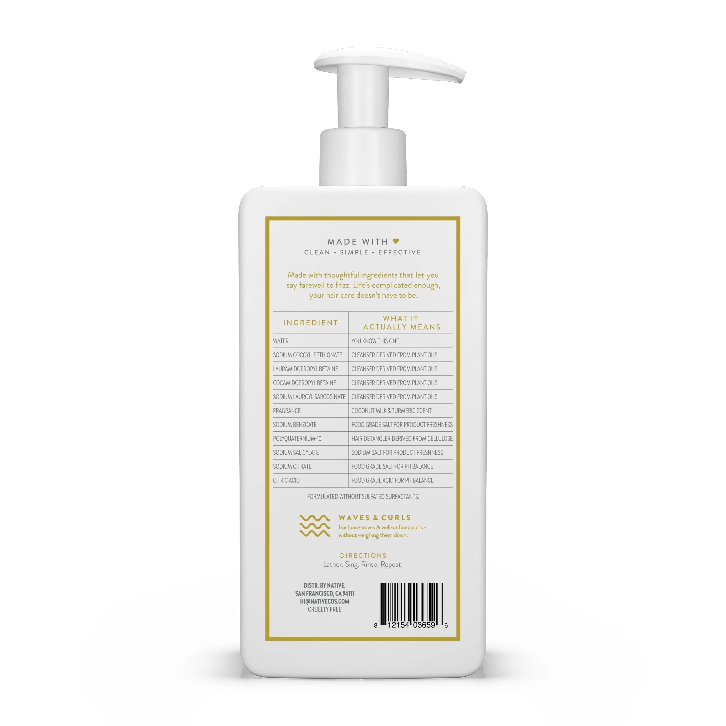 Curls Care 2-In-1 Shampoo and Conditioner, Coconut Milk & Turmeric, 16.5 Oz