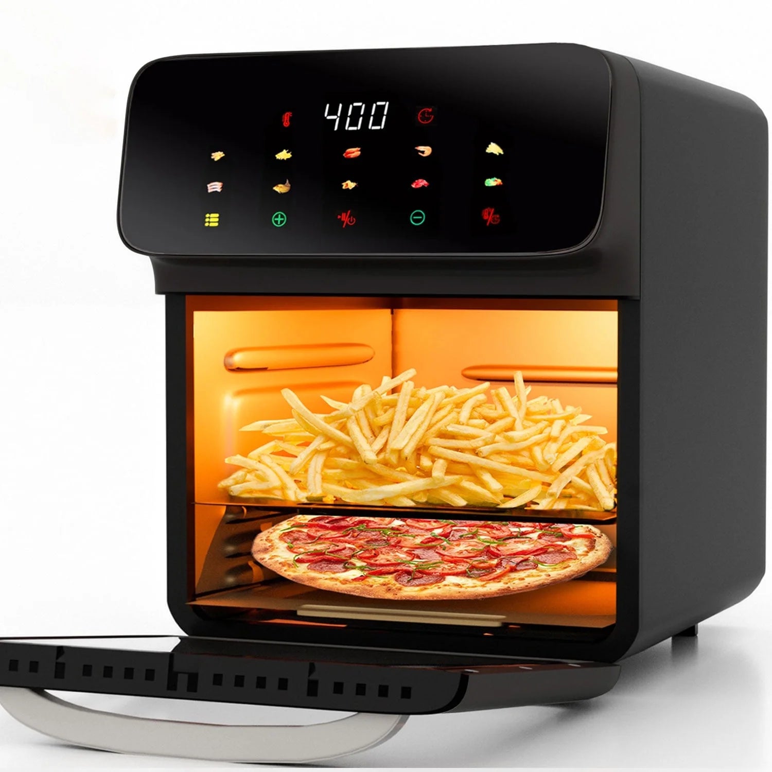 Air Fryer 12QT Convection Oven with 10-In-1 Multi Function, Visible Window and Touchscreen, Black