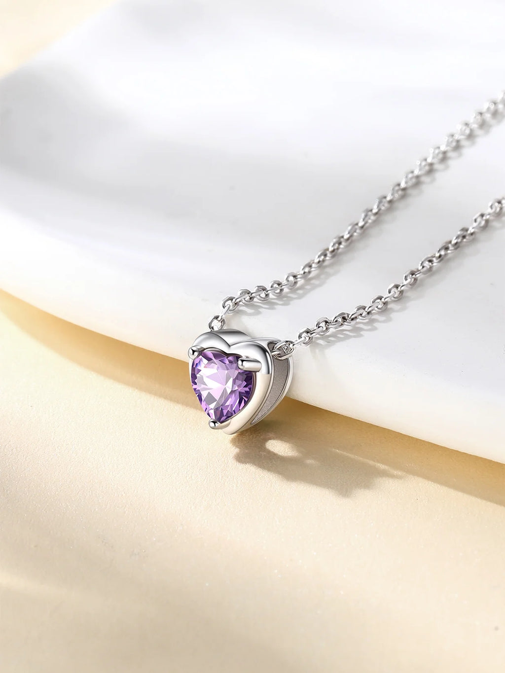 Silver Necklace 925 Sterling Silver Birthstone Love Heart Necklace Mother'S Day Gift