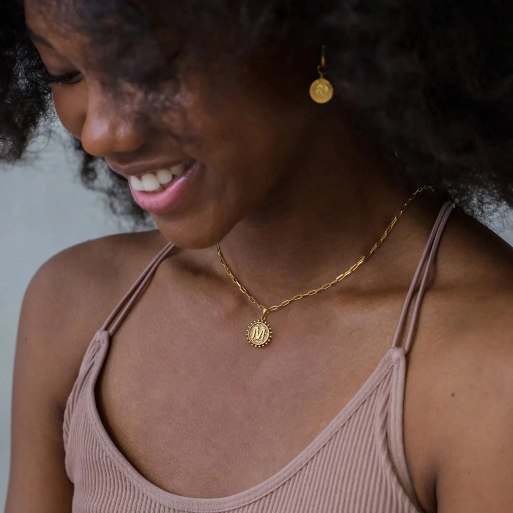 Gold Initial Necklaces for Women Layering Paperclip Link Coin Necklaces Gift for Women